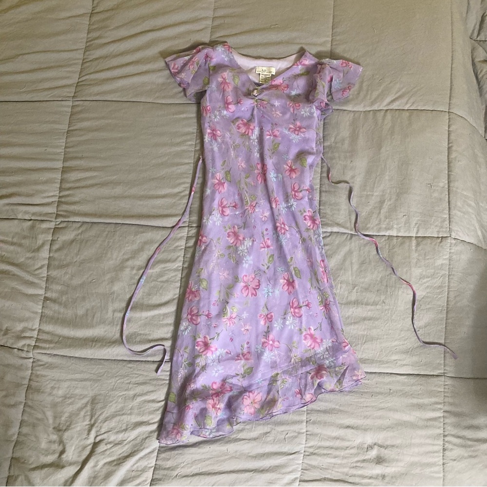 Byer California | Purple floral Kids dress | Size 10 (Juniors) | Used-Fair